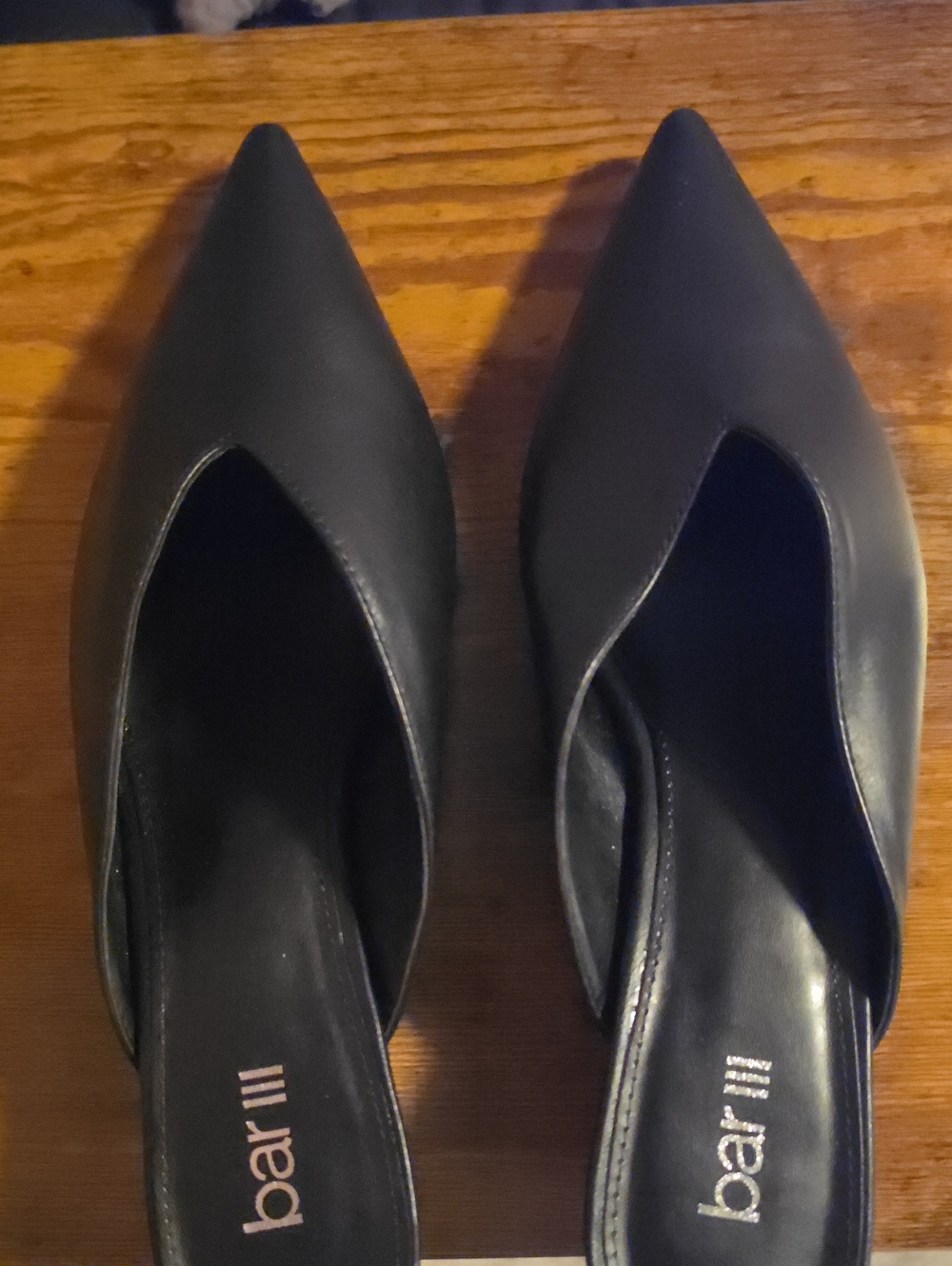 Bar III Black Pointed Toe Mule Flats